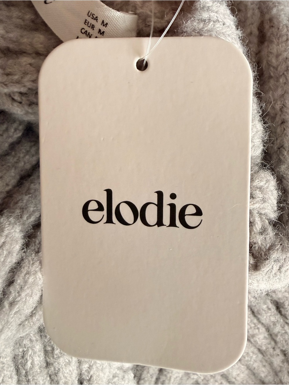 ELODIE Diamond Knit Crewneck Sweater Heather Grey Medium NWT - Picture 7 of 7